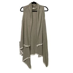 Zestt Tan Organic Cotton Sleeveless Knit Duster Open Cardigan Womens One Size